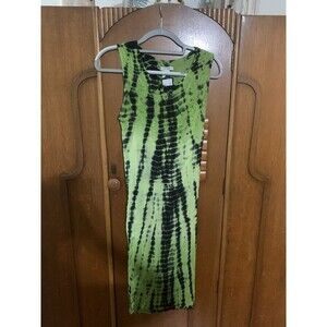 Vintage  'Cute Options' Size 1X Green and Black Tye Dye Knee Length dress.  B24
